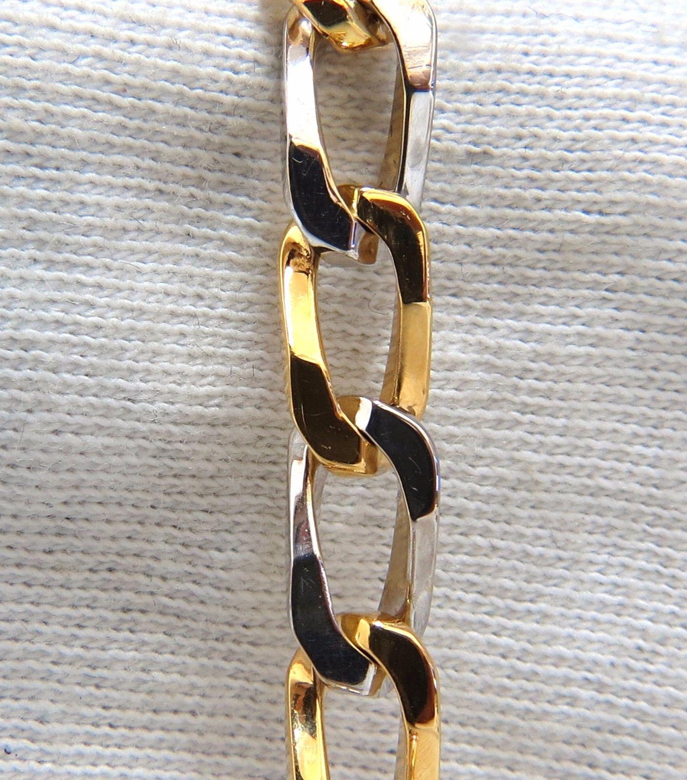 14 Karat Gold Elongated Curb Link High Shine Bracelet Two-Toned In New Condition For Sale In New York, NY