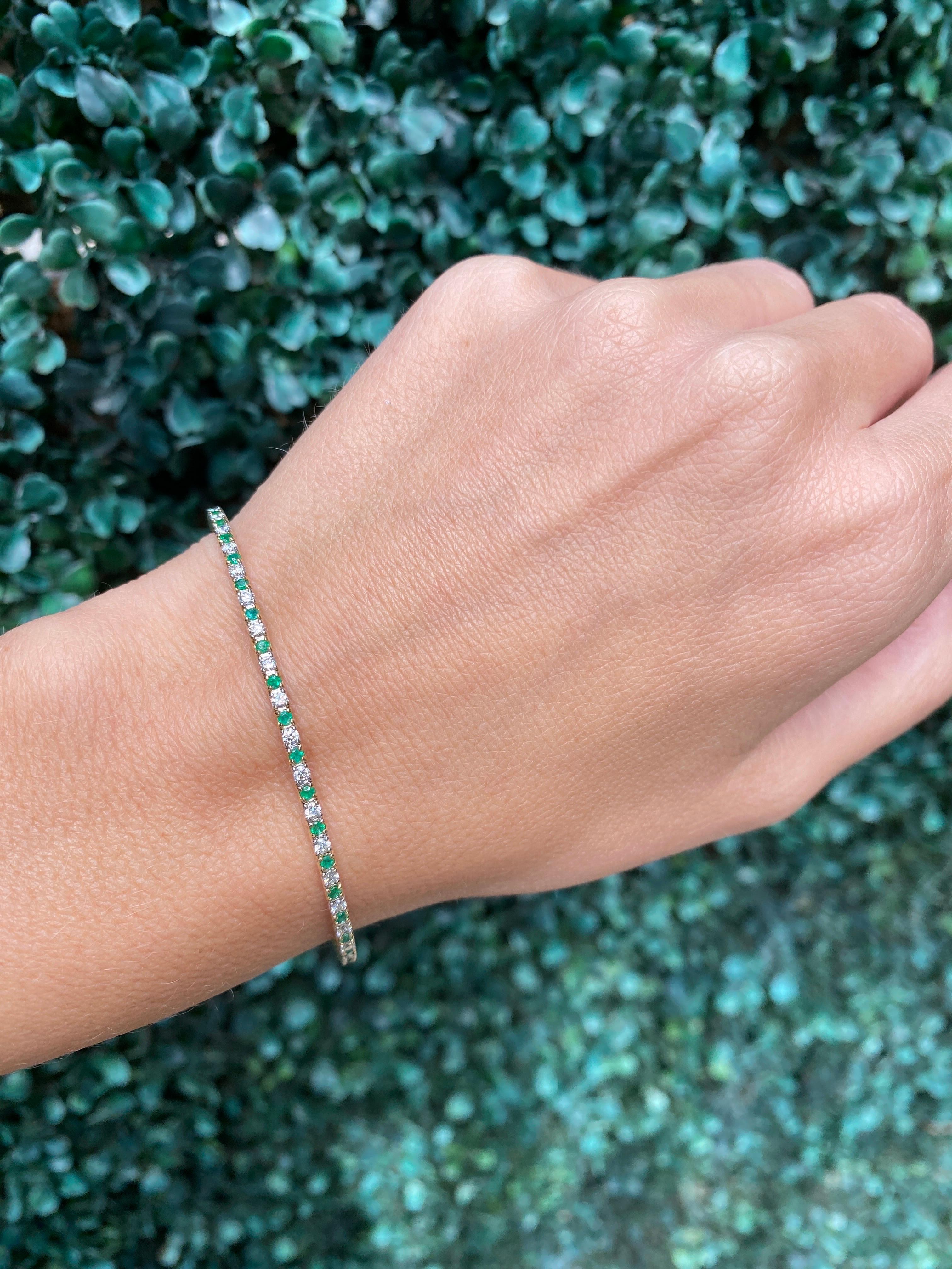 14 Karat Gold Smaragd und Diamant Flexible Armspange 7