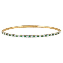 14 Karat Gold Smaragd und Diamant Flexible Armspange