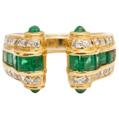 14 Karat Gold Emerald and Diamond Ring