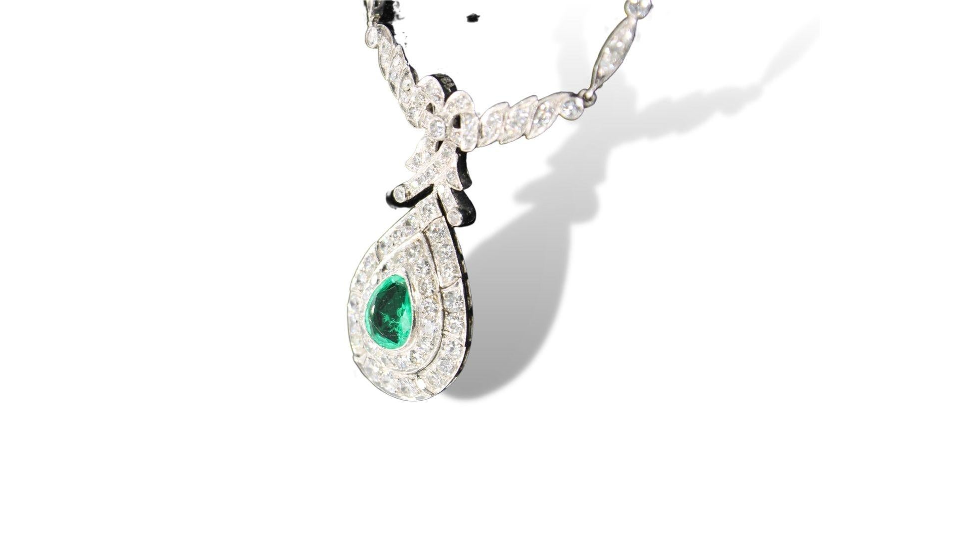 Collier en or 14 carats, émeraudes et diamants, collier « collier » Pour femmes en vente
