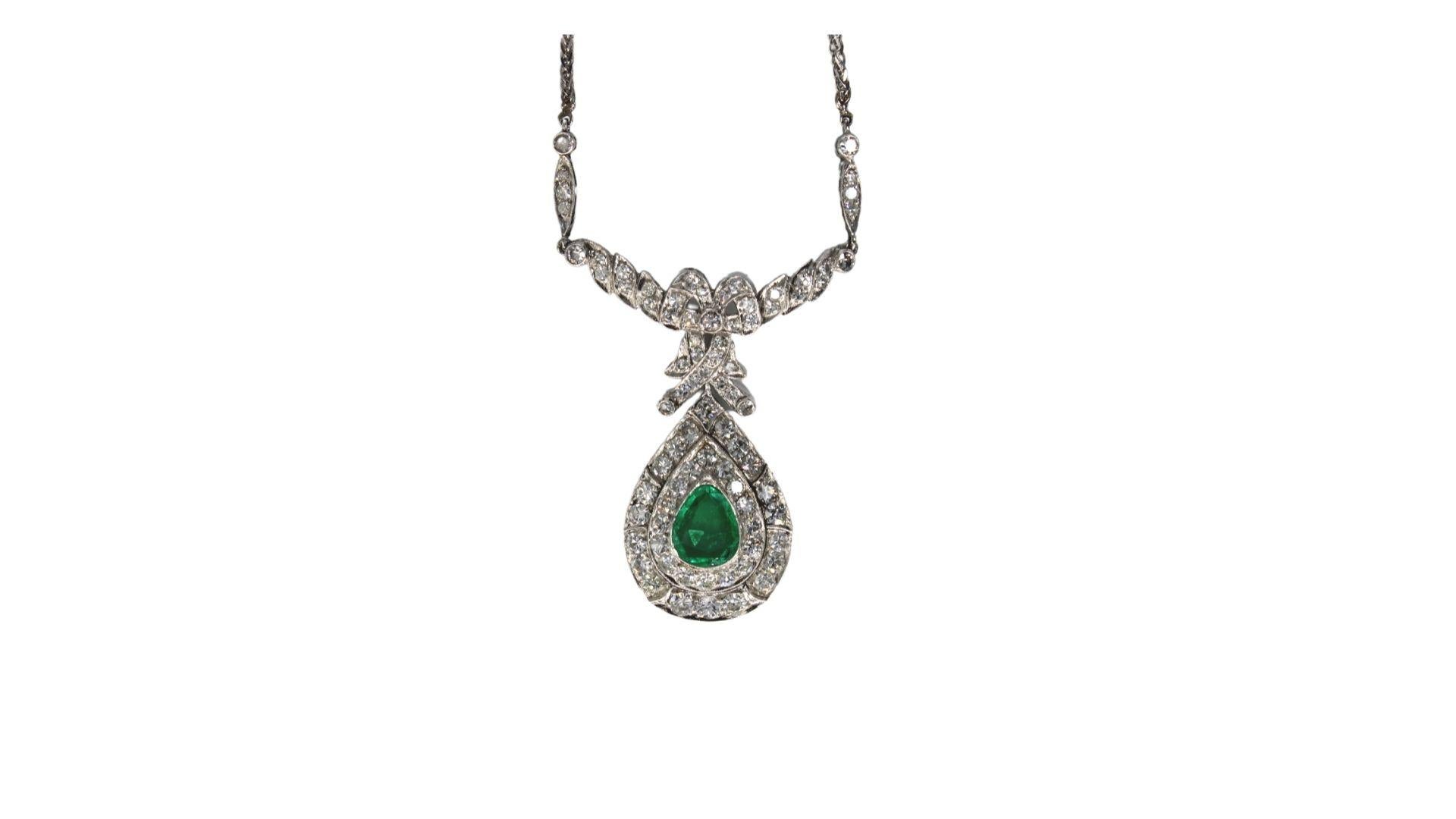 14 Karat Gold Emerald and Diamonds Collier 'Necklace' For Sale 2