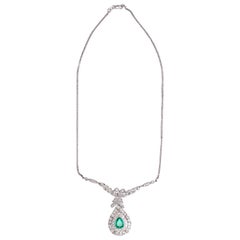 14 Karat Gold Emerald and Diamonds Collier 'Necklace'