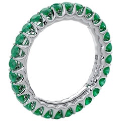 14 Karat Gold Emerald Eternal Fit Eternity Band Features 1.43 Carat of Green