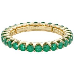 14 Karat Gold Emerald Eternal Fit Eternity Band Features 1.54 Carat of Green