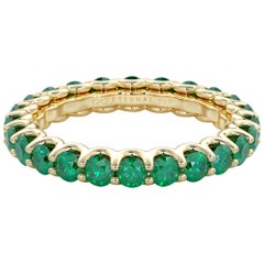14 Karat Gold Emerald Eternal Fit Eternity Band Features 2.65 Carat of Green