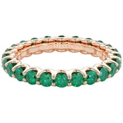 14 Karat Gold Emerald Eternal Fit Eternity Band Features 2.76 Carat of Green