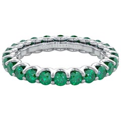 14 Karat Gold Emerald Eternal Fit Eternity Band Features 2.99 Carat of Green