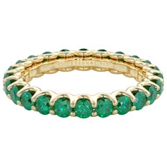 14 Karat Gold Emerald Eternal Fit Eternity Band Features 2.99 Carat of Green