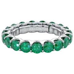 14 Karat Gold Emerald Eternal Fit Eternity Band Features 4.00 Carat of Green