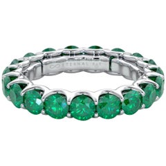 14 Karat Gold Emerald Eternal Fit Eternity Band Features 4.20 Carat of Green