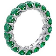 14 Karat Gold Emerald Eternal Fit Eternity Band Features 4.50 Carat of Green