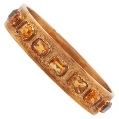Antique Early 20th Century Citrine 14 Karat Gold Bangle Bracelet