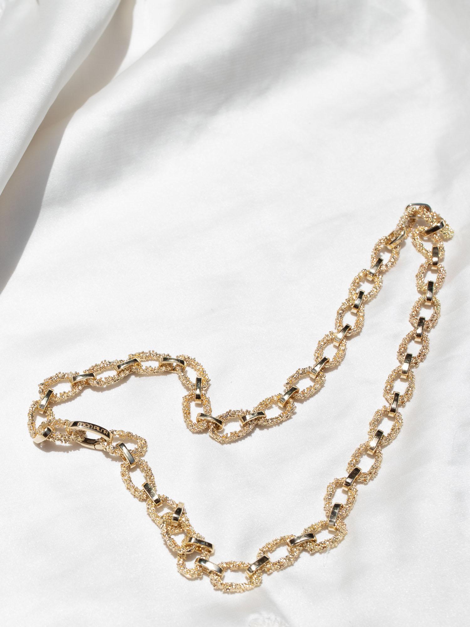 Etruscan Revival 14 Karat Gold Etruscan Granulation Chain Link Necklace by Mon Pilar For Sale