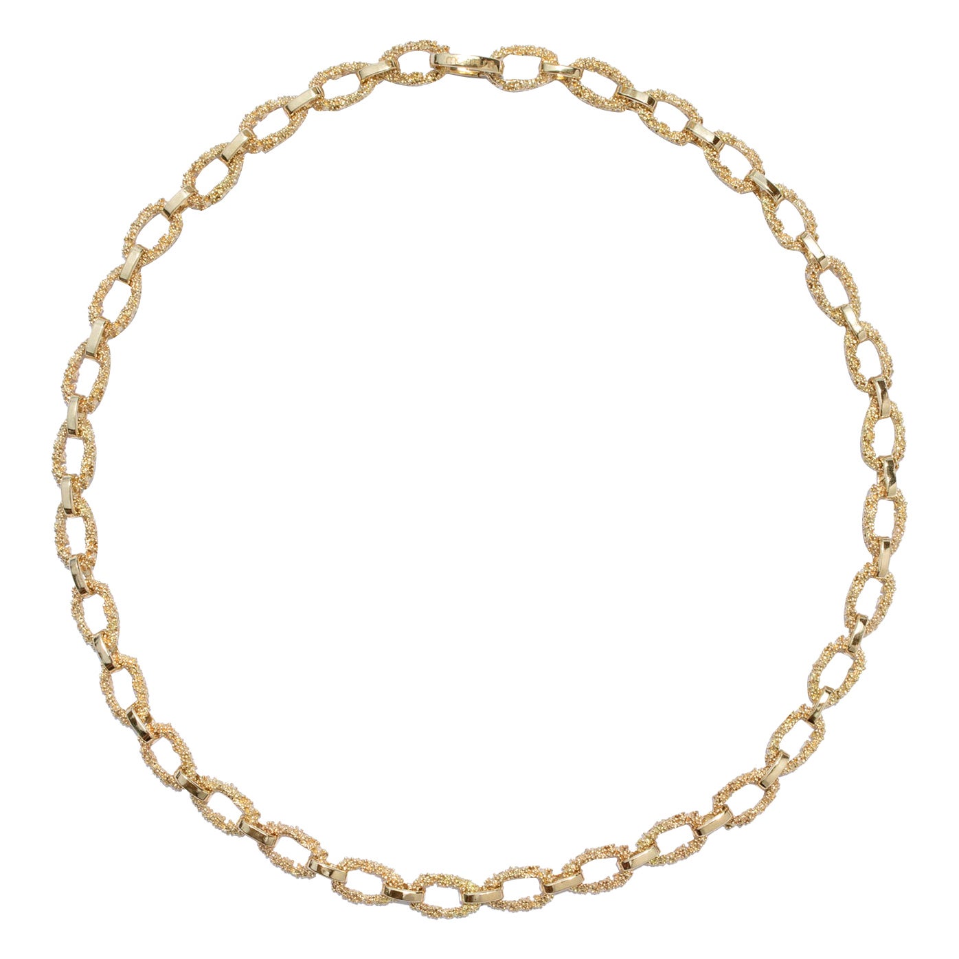 14 Karat Gold Etruskische Granulation Kette Gliederhalskette von Mon Pilar im Angebot