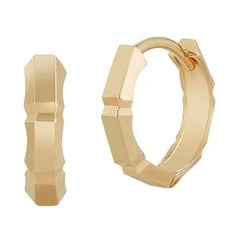 14 Karat Gold Faceted Huggies