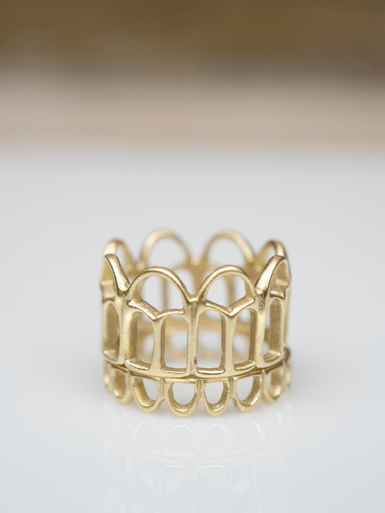 For Sale:  14 Karat Gold Architecture Inspired Arched Band Ring by Mon Pilar 4