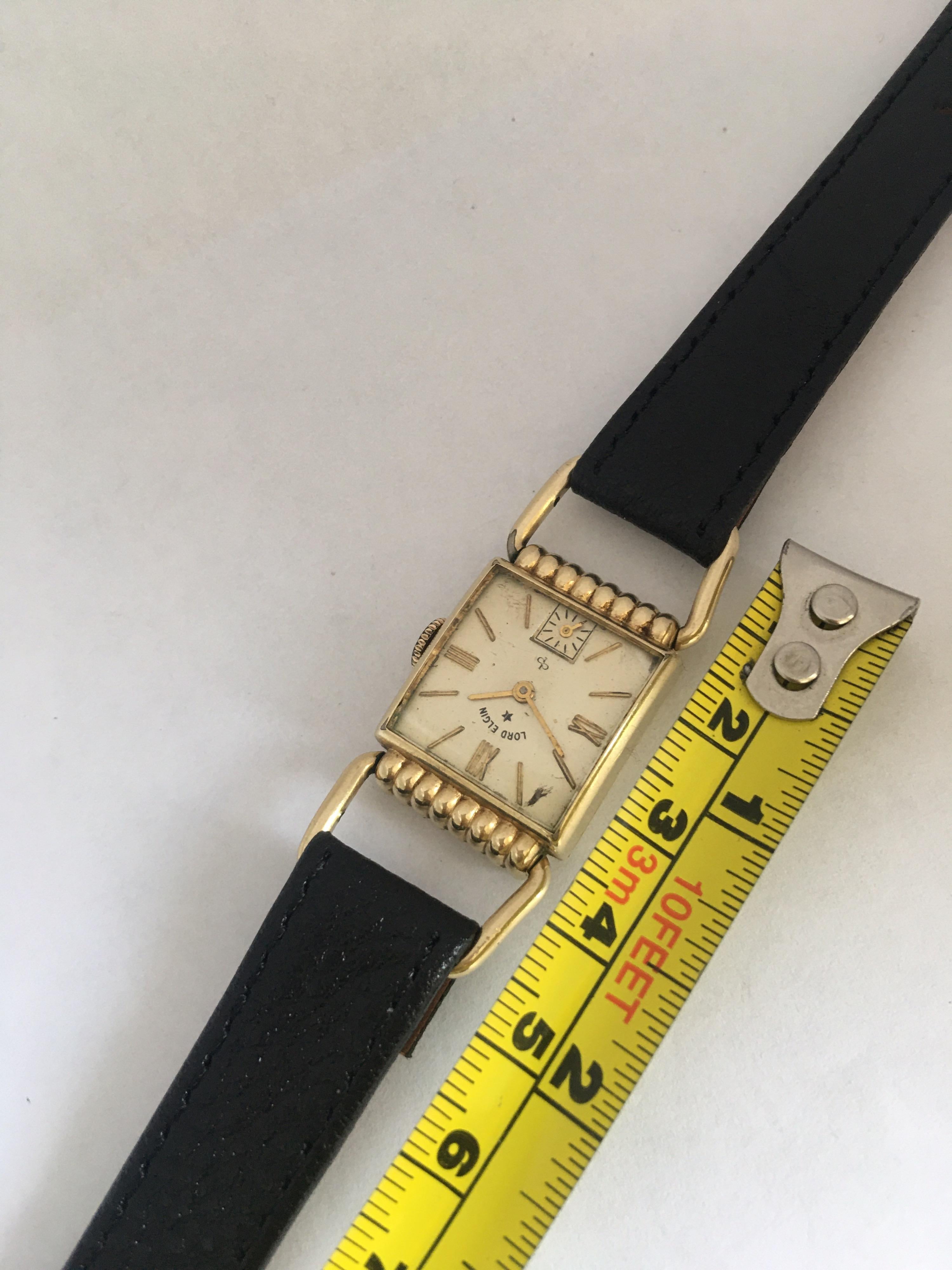 14 Karat Gold Filled 1940s Elgin National Watch Co. Mechanical Wristwatch For Sale 6