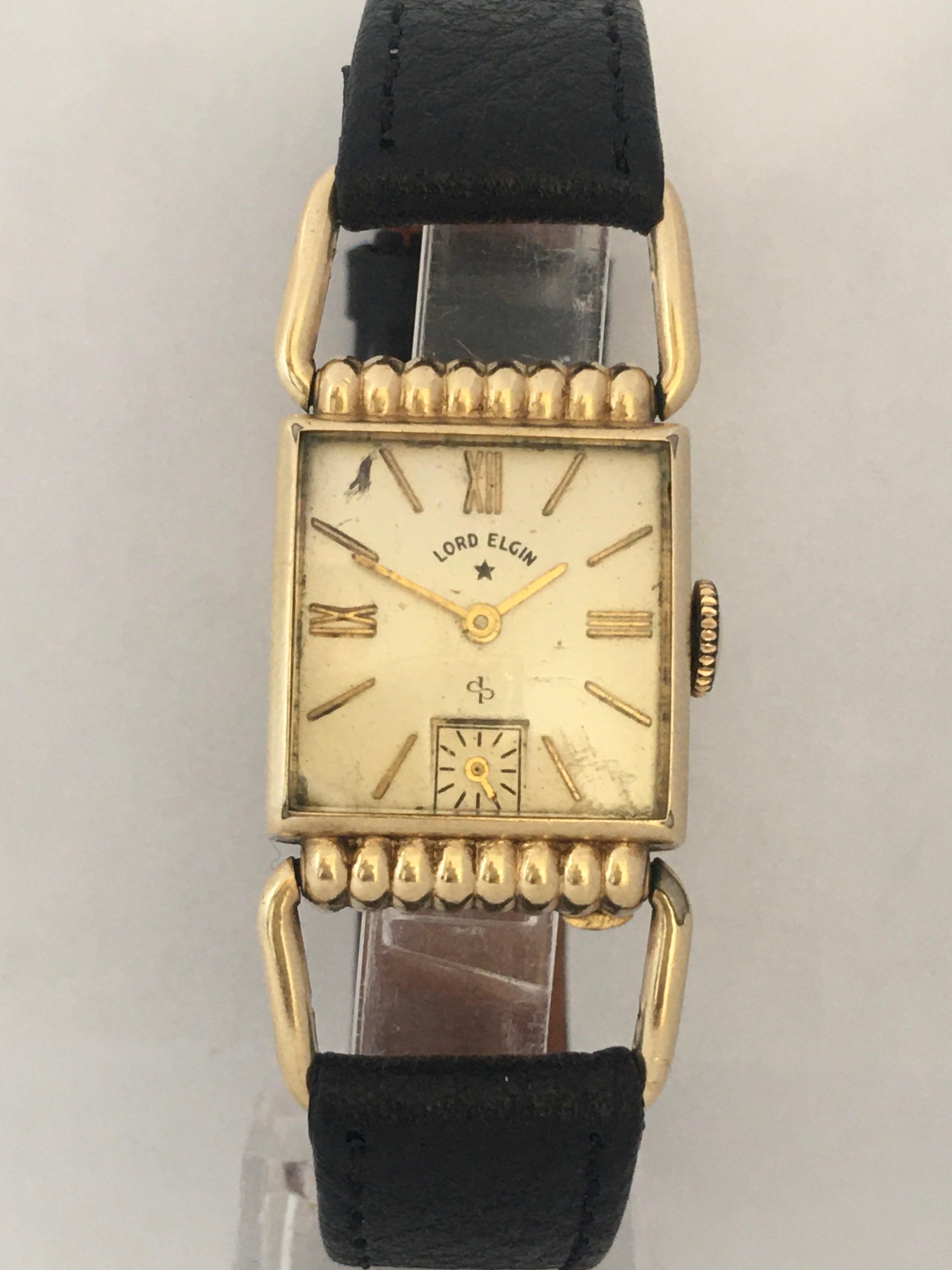 14 Karat Gold Filled 1940s Elgin National Watch Co. Mechanical Wristwatch For Sale 9