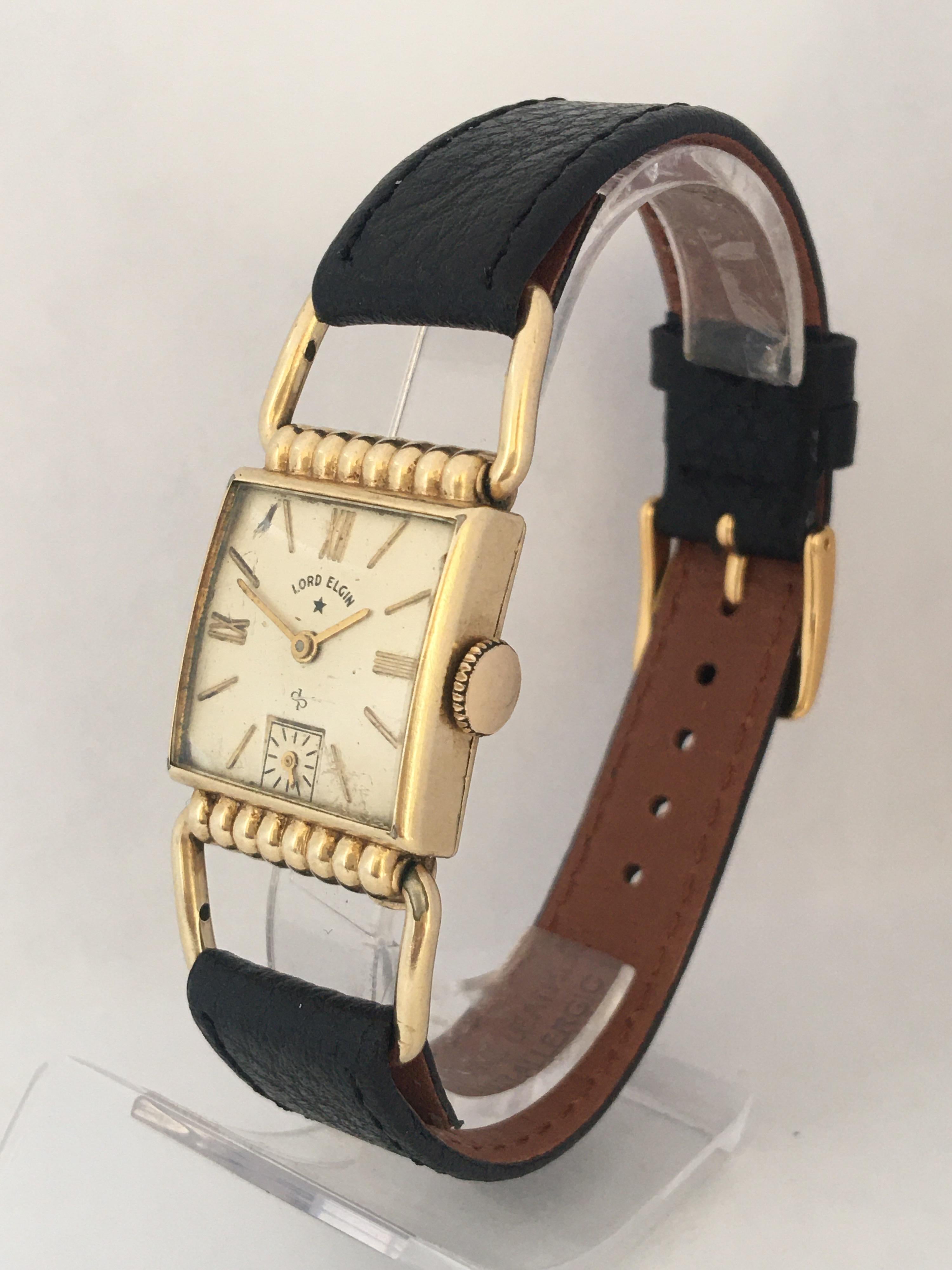 This beautiful vintage 21mmlong by 21mm wide hand winding watch is in good working condition and it is ticking well. It has recently been serviced and it runs well ( It keeps a good time). Visible signs of ageing and wear with light marks on the