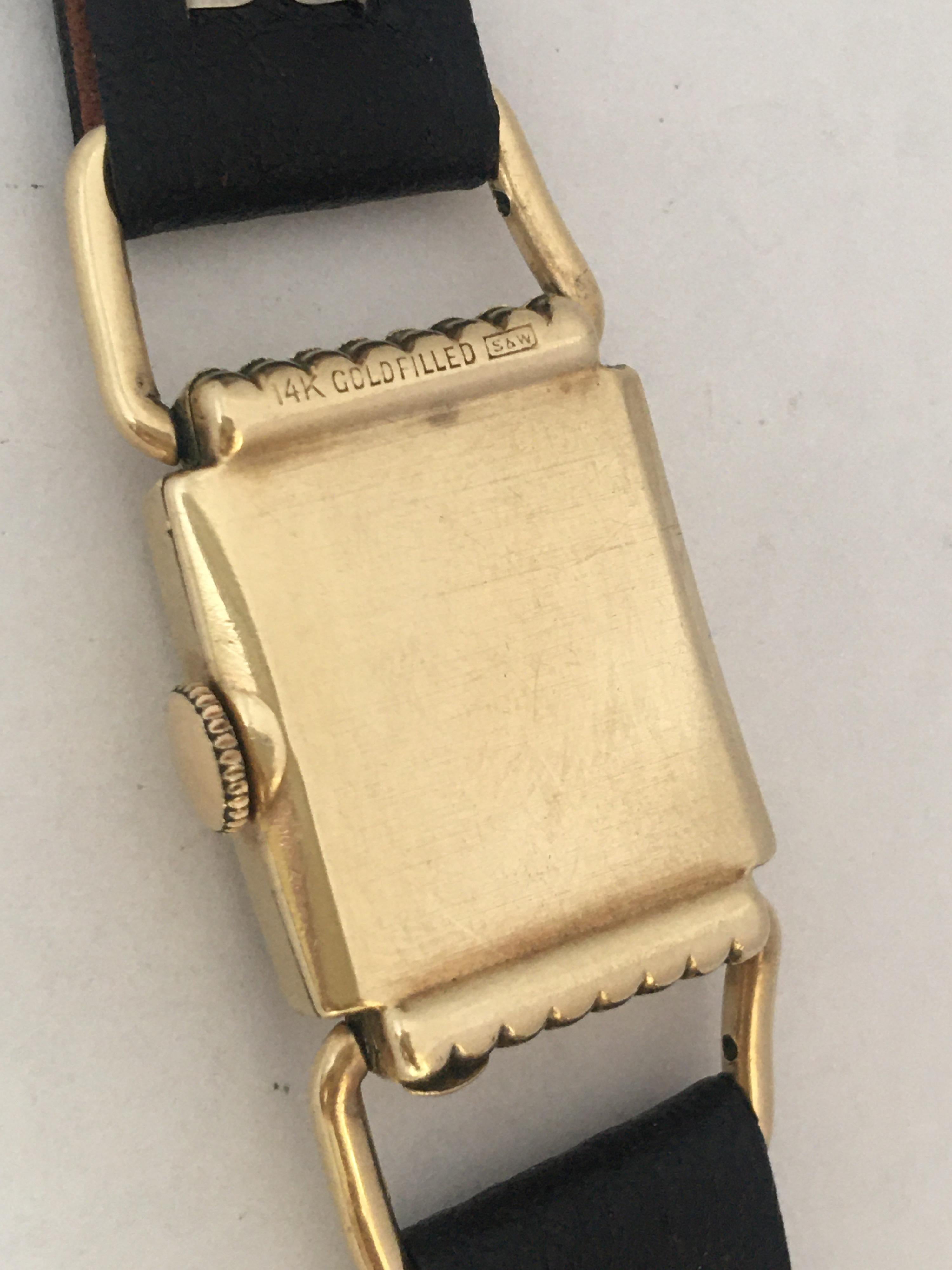 14 Karat Gold Filled 1940s Elgin National Watch Co. Mechanical Wristwatch For Sale 1