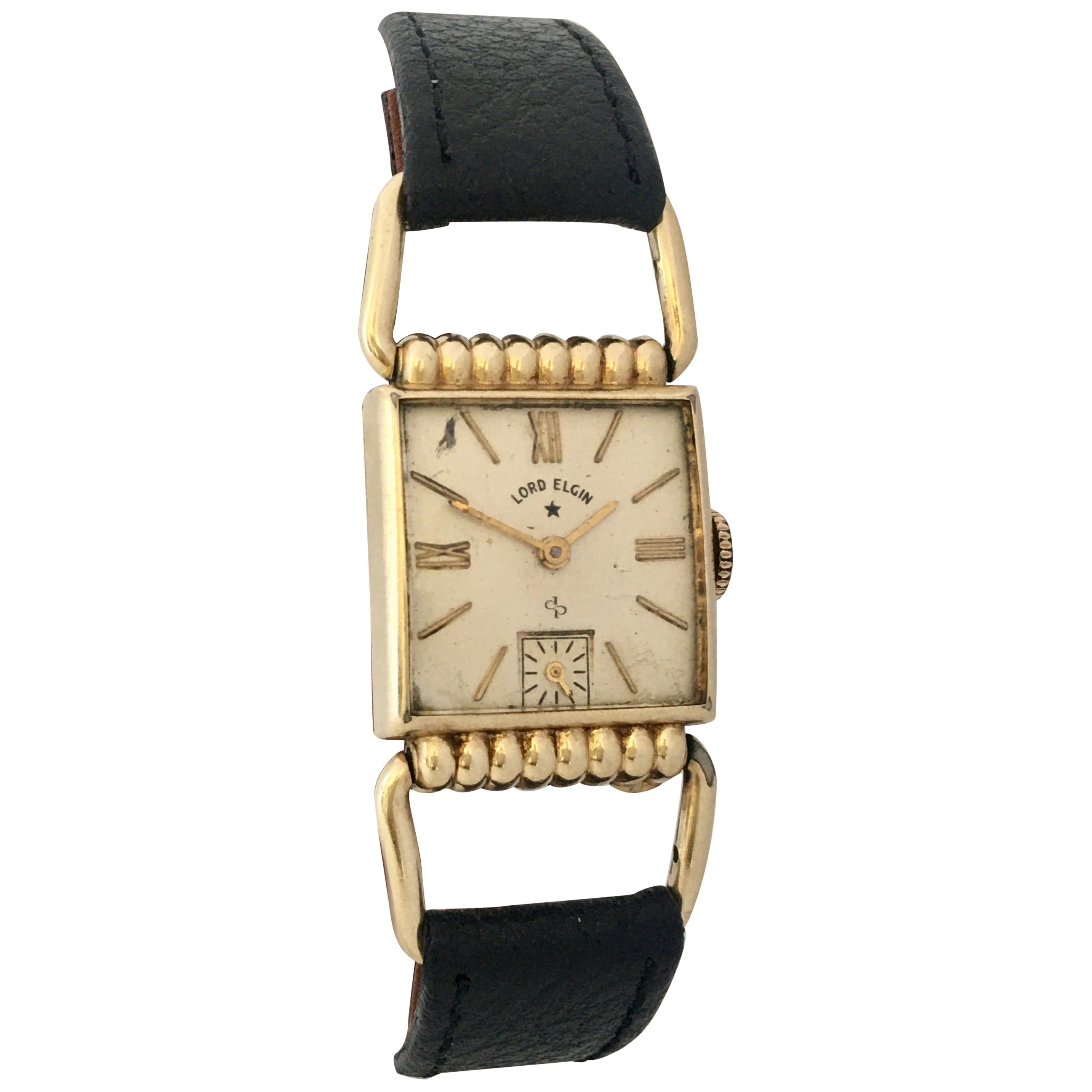 14 Karat Gold Filled 1940s Elgin National Watch Co. Mechanical Wristwatch For Sale