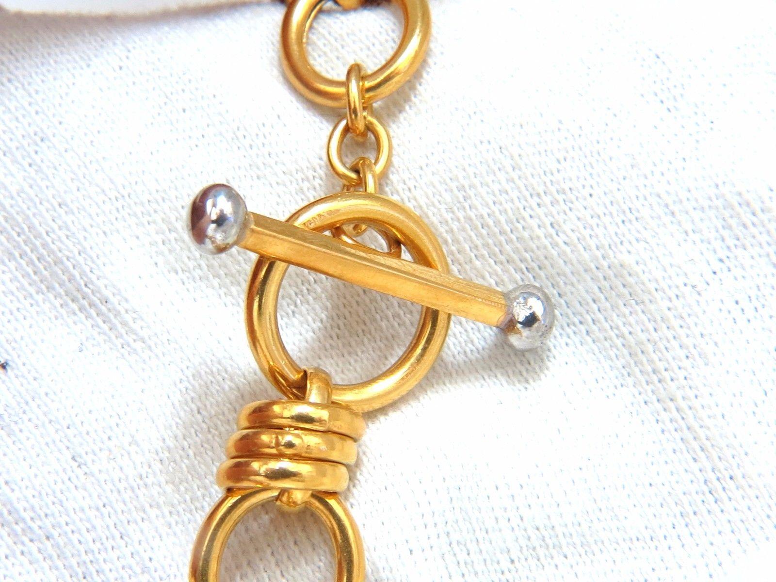 14 Karat Gold Floating Circles Toggle Link Necklace 2