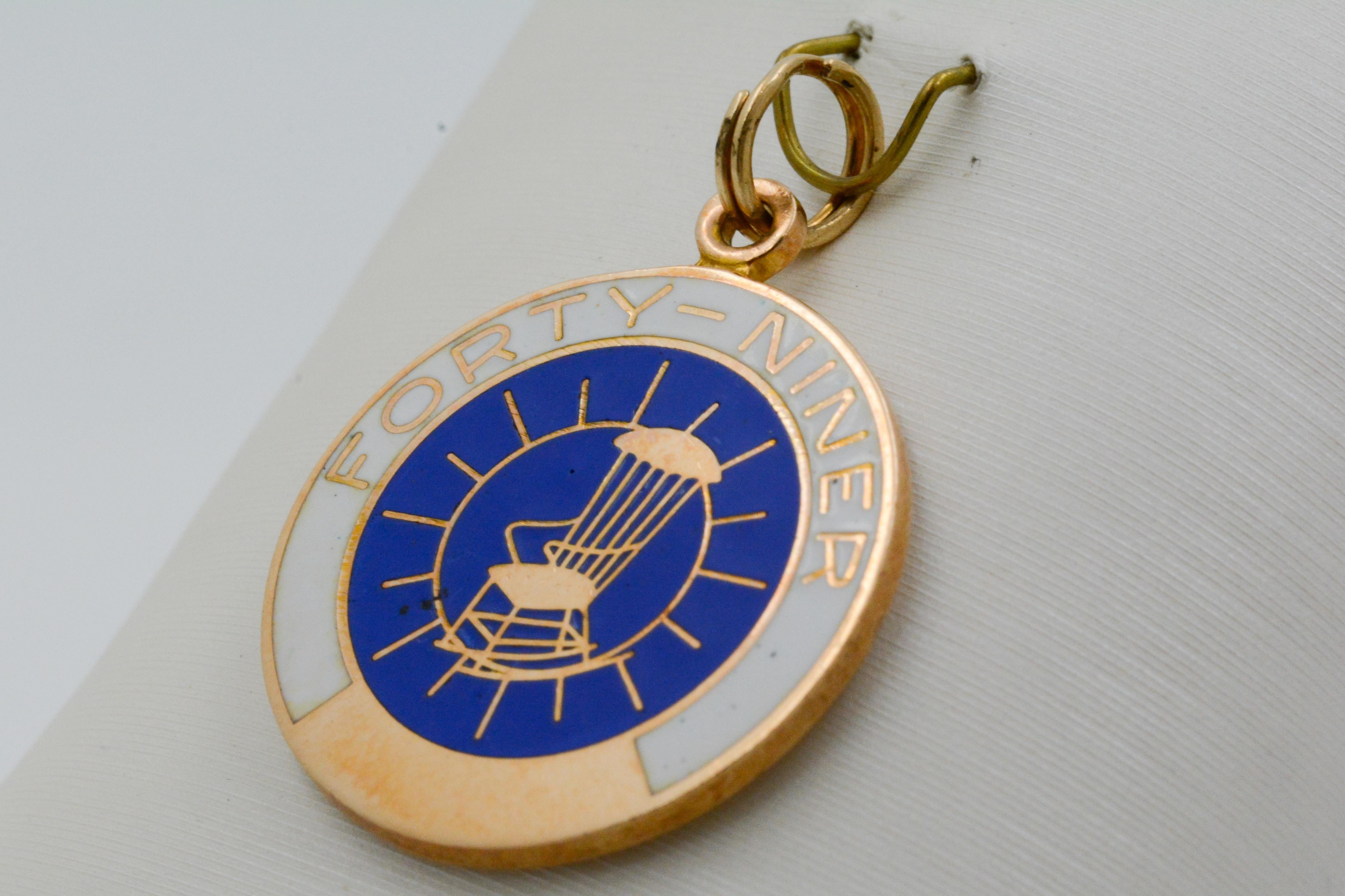 Women's or Men's 14 Karat Gold 'Forty-Niner' YPO Charm For Sale