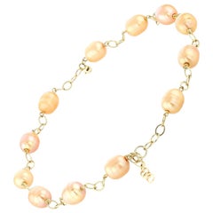 14 Karat Gold Fresh Water Pearl Bracelet