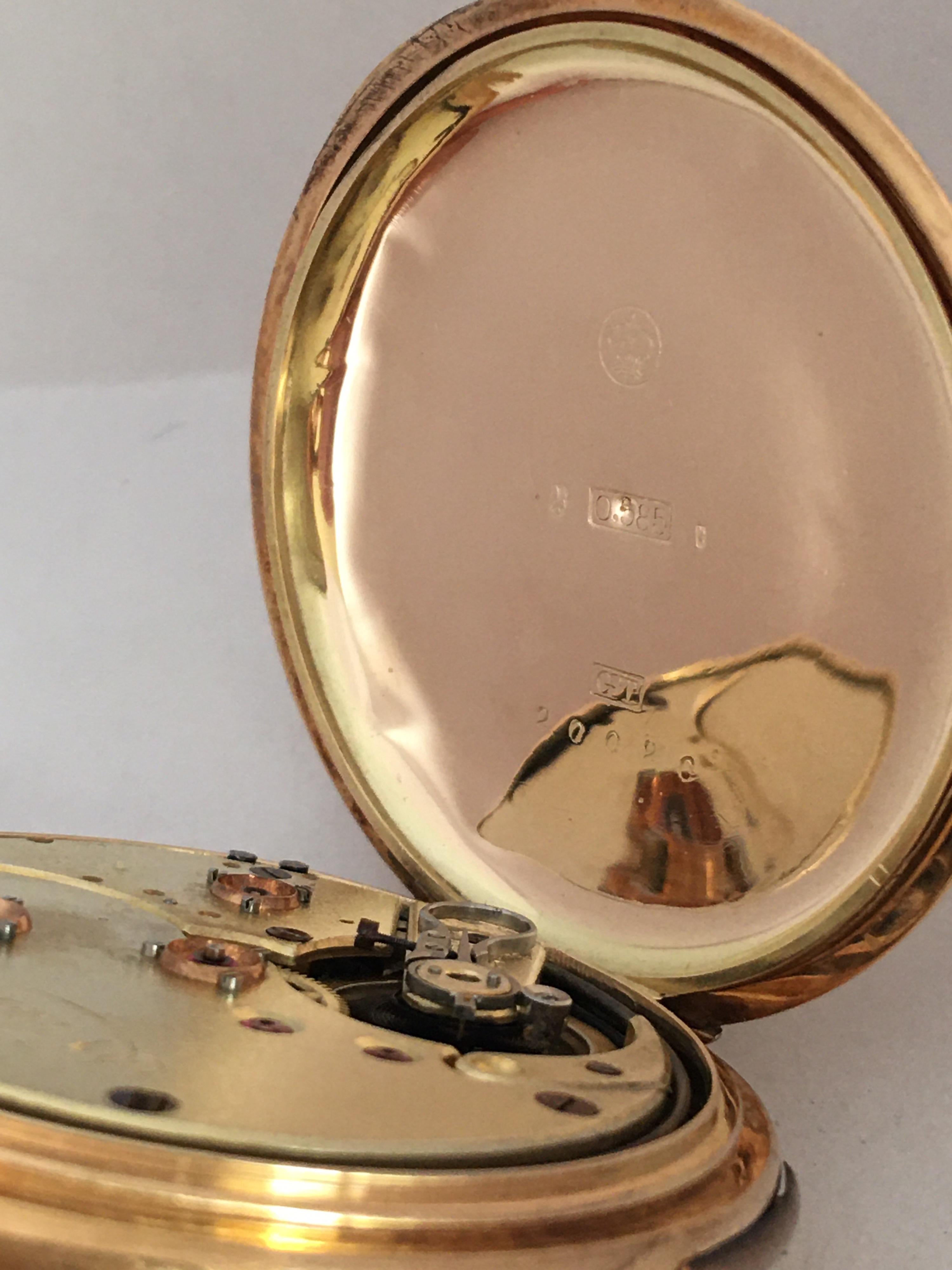 14 Karat Gold Full Hunter Engine Turned Casing Quarter Repeating Pocket Watch For Sale 4