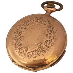 14 Karat Gold Full Hunter Engine Turned Casing Quarter Repeating Pocket Watch