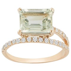 focus rings jewelry 14 Karat Gold Green Amethyst Point of Focus Ring