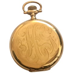 14 Karat Gold Hamilton Watch Co. Full Hunter Pocket Watch with H G Initials