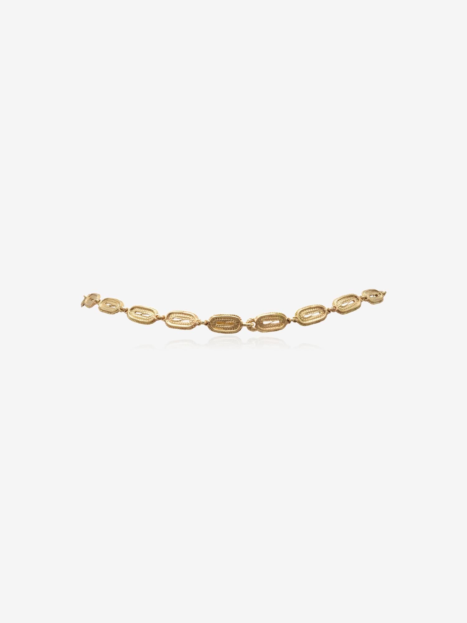 14 Karat Gold Handgefertigte filigrane Roma-Halskette mit Gliedern von Mon Pilar  im Angebot 4
