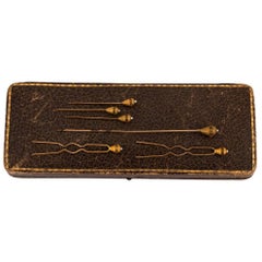 Antique 14 Karat Gold Hat Pin Set