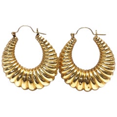 14 Karat Gold Hoop Doorknocker Earrings