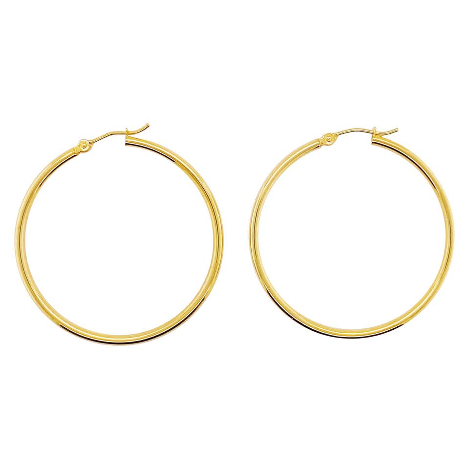 Square Italian Hoops 14 Karat Solid Gold Earrings Gold Hoops Artistic ...
