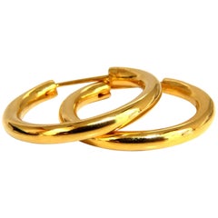 14 Karat Gold Hoop Earrings Tubular Classic