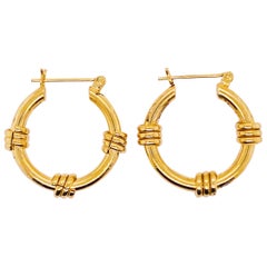 14 Karat Gold Hoop Earrings with Triple Wrap, 5.5 Grams