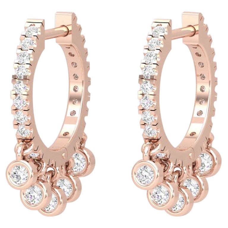 Boucles d'oreilles en or 14 carats Huggie Hoop Shaker Diamond