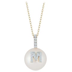 14 Karat Gold Initial Pearl Necklace