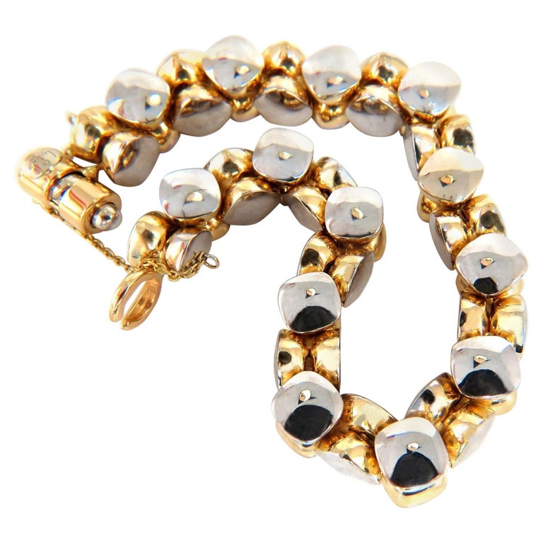 14 Karat Gold Italian Rare Link Bracelet 41 Gram TwoTone at 1stDibs