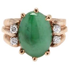 vintage jade and diamond ring 14 Karat Gold Jade and Diamond Ring, circa 1960