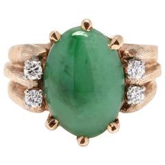 14 Karat Gold Jade and Diamond Ring, circa 1960