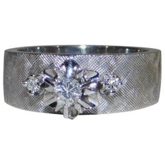 Bague pour femme en or blanc 14 carats à trois pierres et diamants