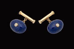 14 Karat Gold, Lapis Lazuli and Diamond Beautiful Cufflinks