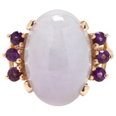 14 Karat Gold, Lavender Jade and Amethyst Cocktail Ring