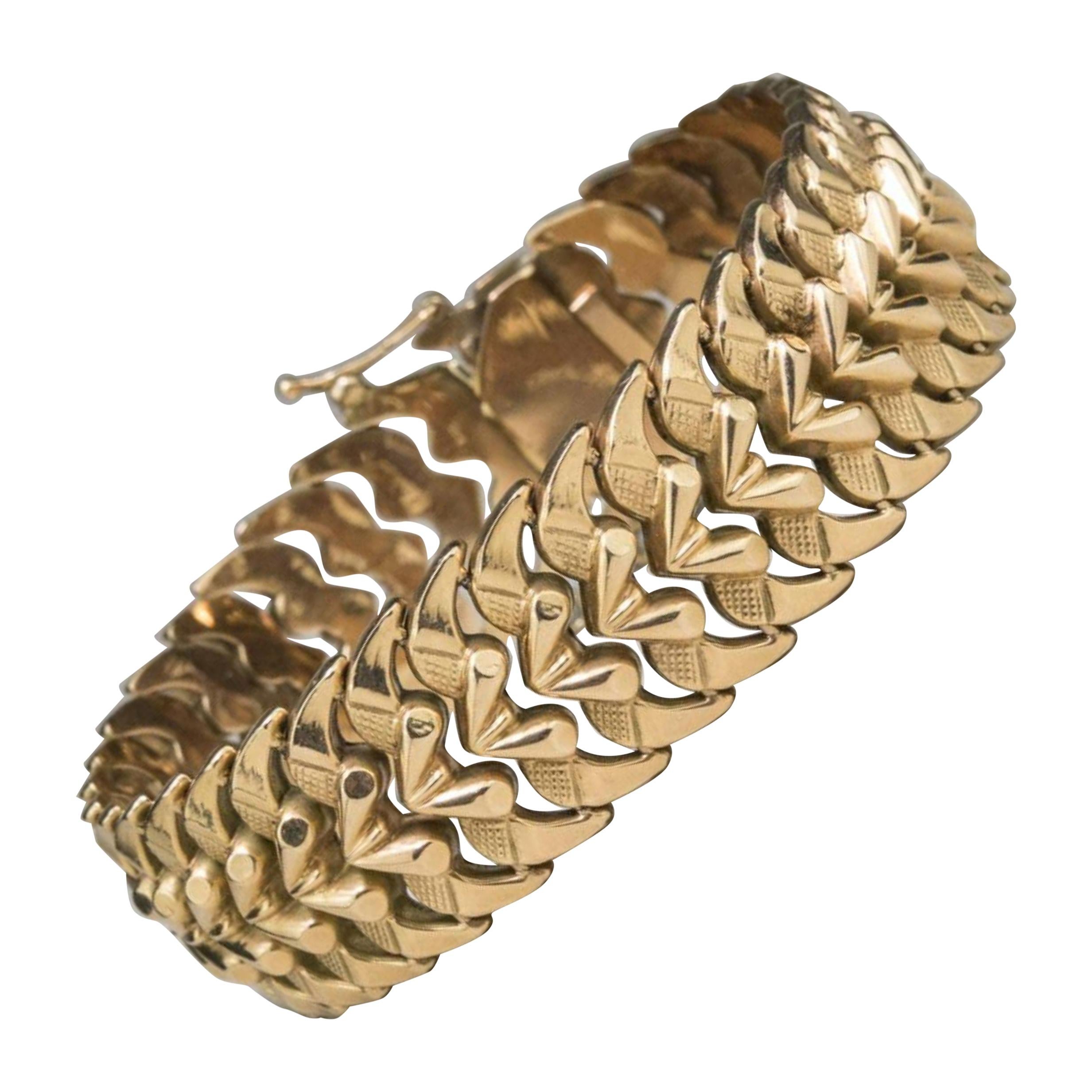 14 Karat Gold Link Bracelet For Sale