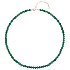 14 Karat Gold Malachite Beaded Choker