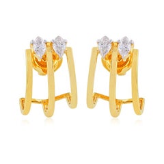 14 Karat Gold Marquise-Diamant-Ohr-Manschetten-Ohrstecker